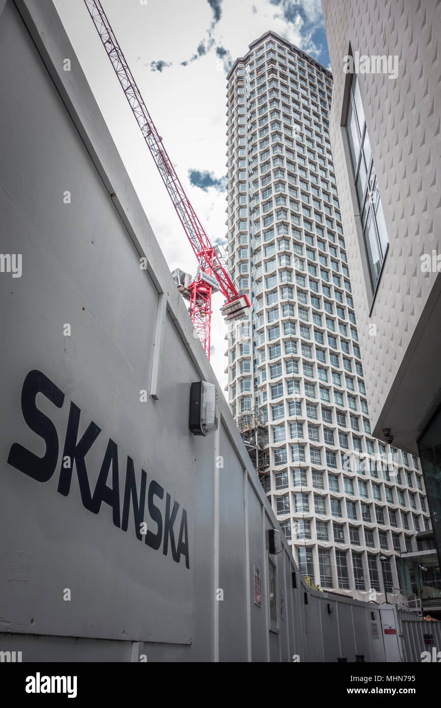 Skanska building and  construction works at the St Giles Circus development next to Centrepoint, London, UK Stock Photo