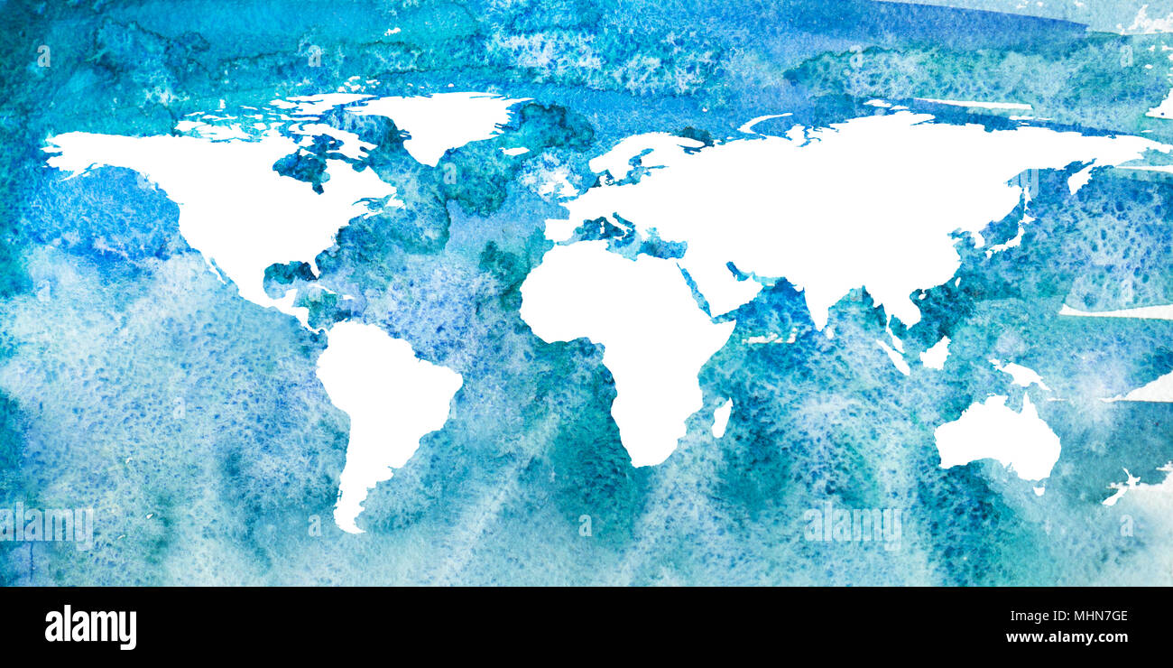 Watercolor Map Of The World