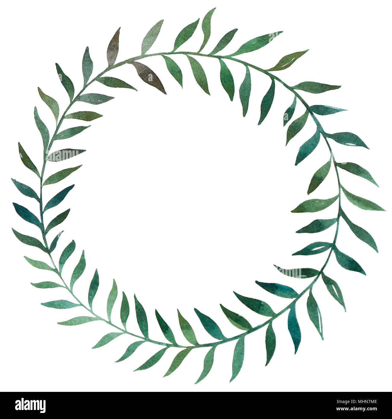 Hand drawn watercolor illustration of spring wreaths. Round graphic ...