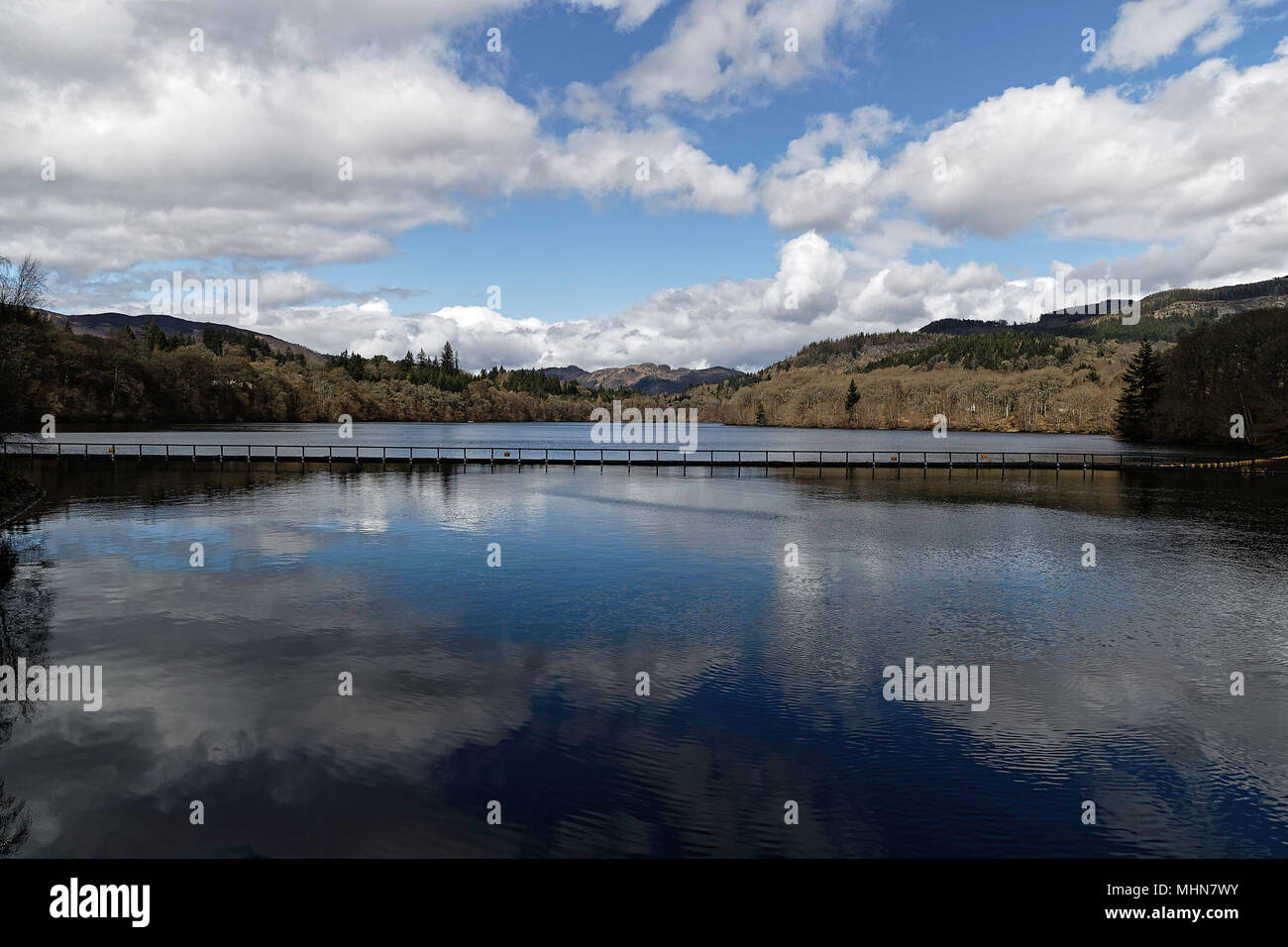 View over Loch Faskally the man made reservoir at Pitlochry Dam Stock