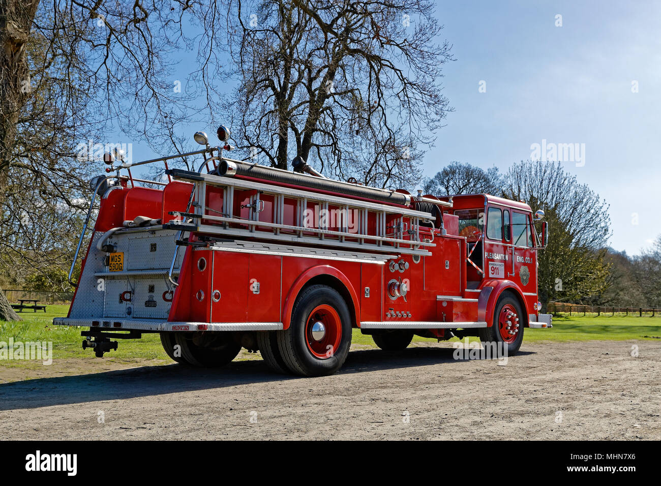 Pleasanton Fire Department ADWI Crown Coach Corporation  Fire Appliance gifted to Blairgowrie Scotland Stock Photo
