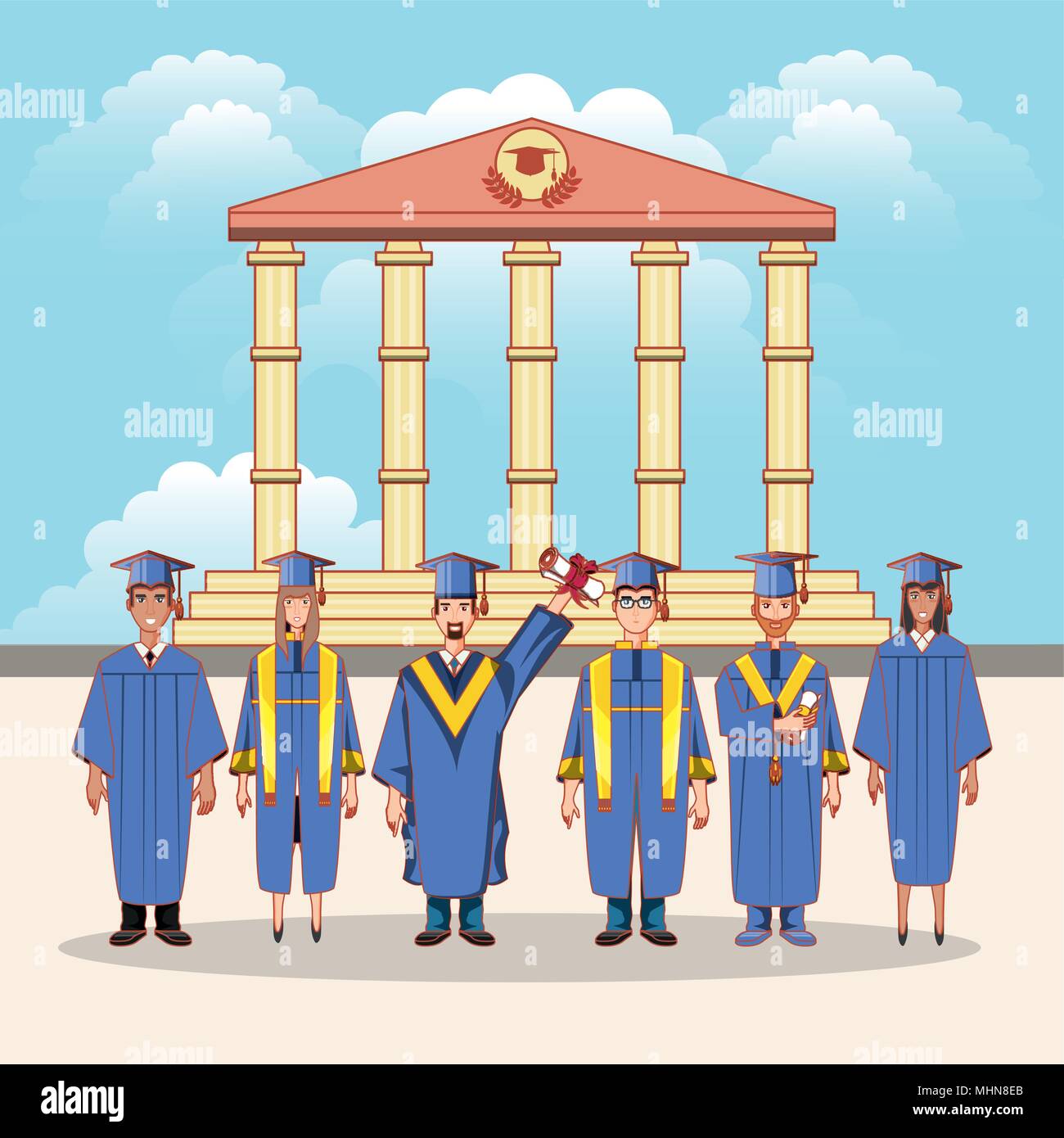 Group Graduating Vector group of students graduated characters vector illustration design Stock ...