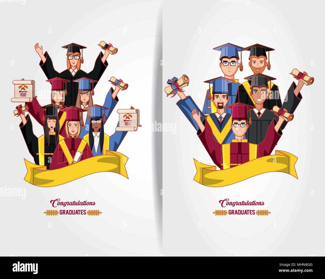 Group Graduating Vector group of students graduated characters vector illustration design Stock ...