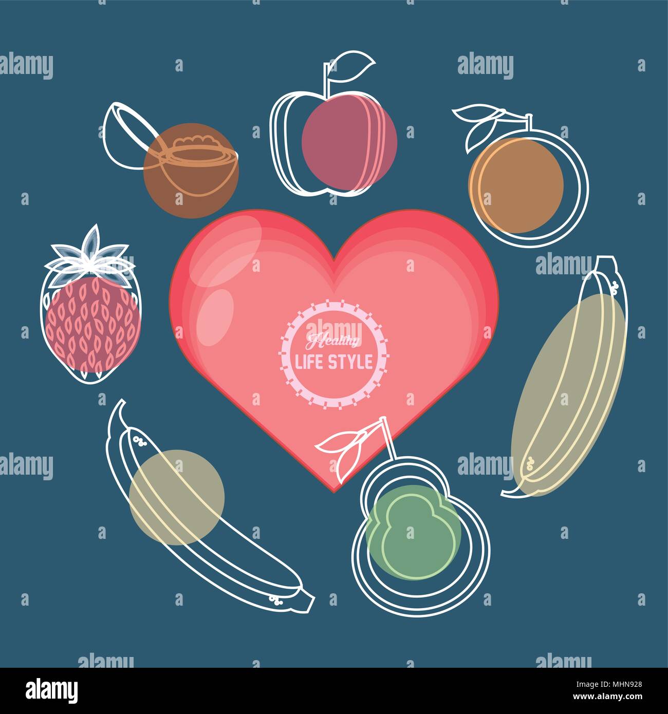 set fruits healthy food vector illustration design Stock Vector Image ...