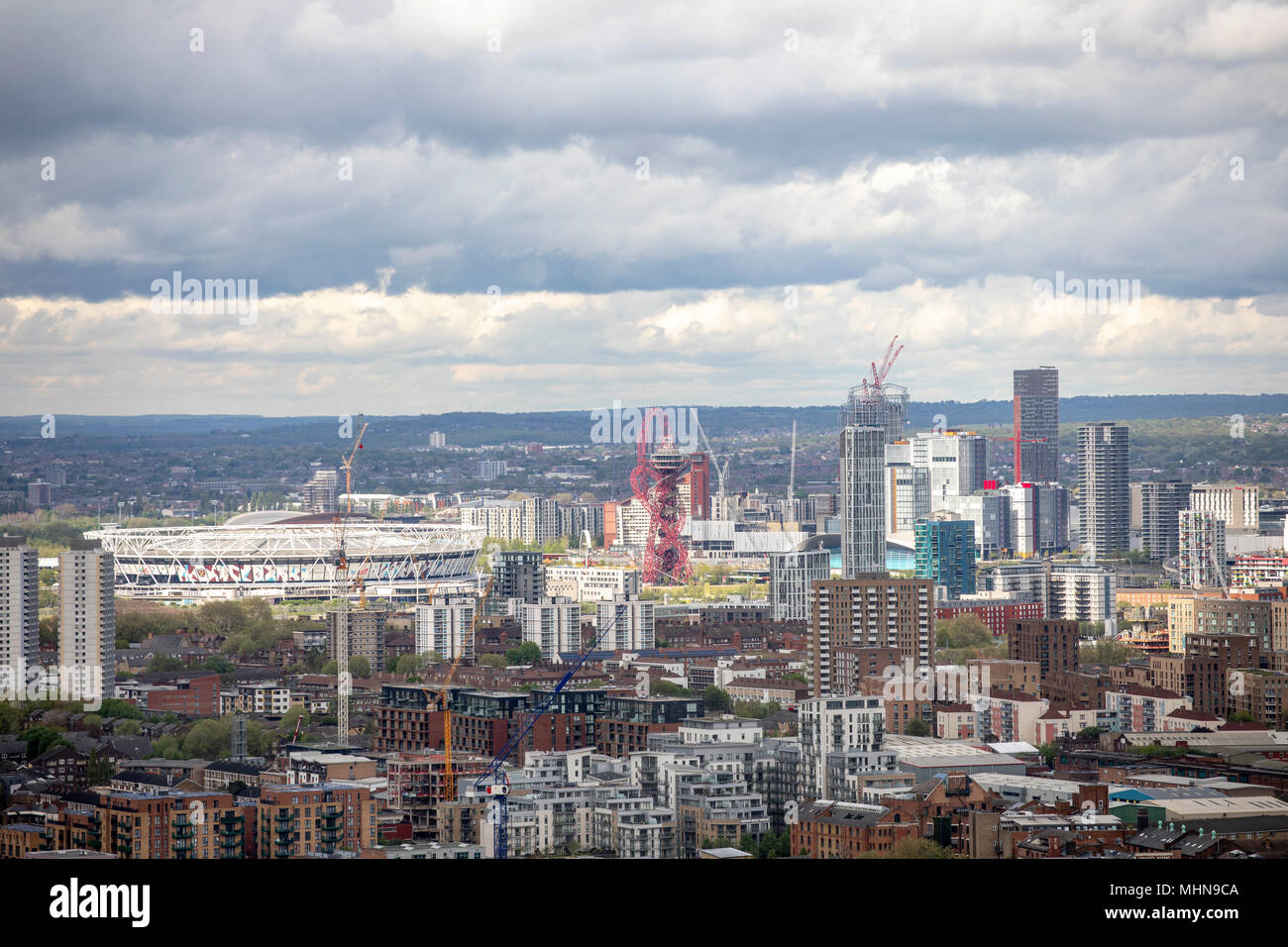 View towards Stratford from Canary Wharf Stock Photo