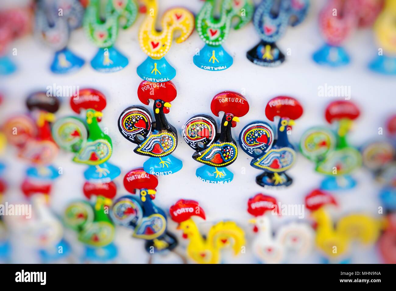 Traditional portuguese souvenirs for sale local market. Portugal Stock
