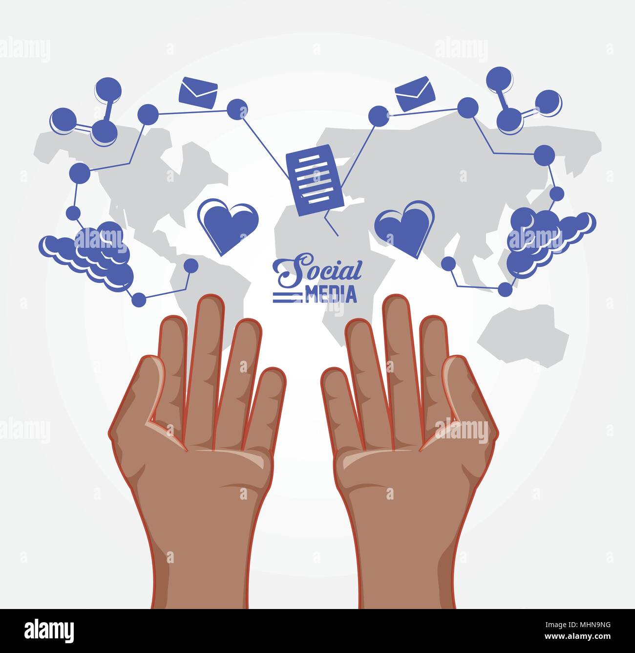 hands with social media set icons vector illustration design Stock ...
