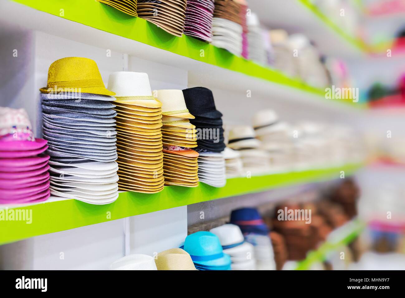 Handmade Panama Hats at the traditional outdoor market. Popular