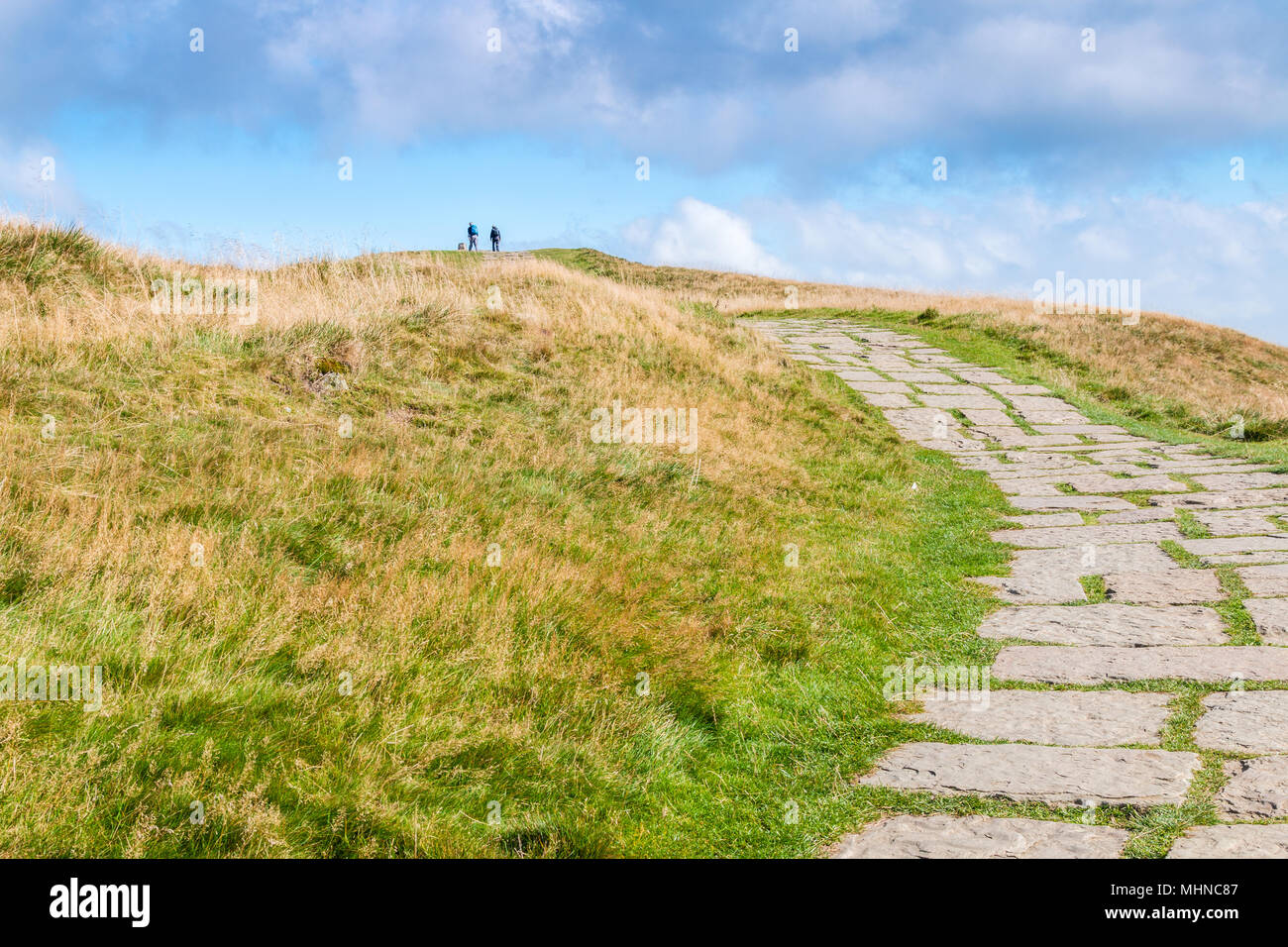 Mam Tor Derbyshire Peak District.  The path to the summit on a sunny day Stock Photo