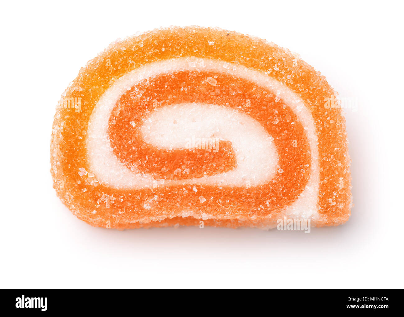 Top view of orange fruit  jelly candy isolated on white Stock Photo