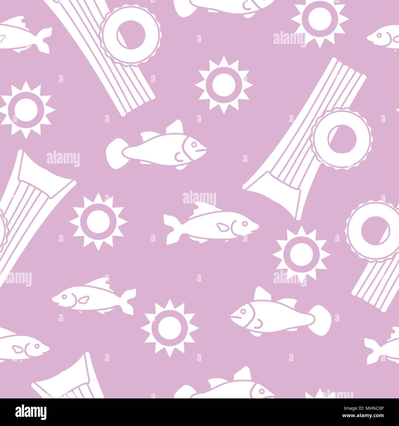 Seamless pattern with inflatable mattress, inflatable circle. Summer leisure. Stock Vector