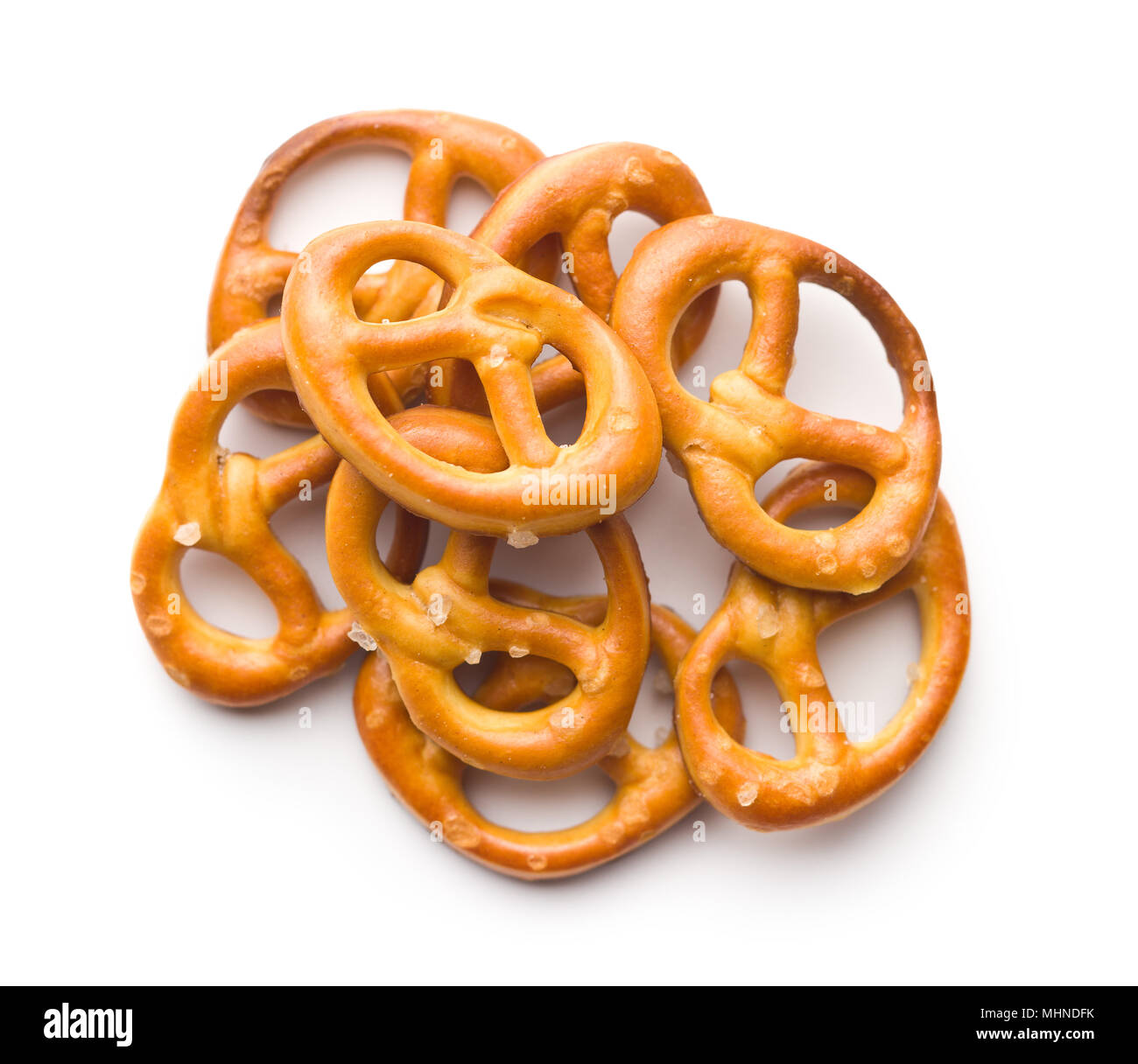 Tasty salty pretzels isolated on white background Stock Photo - Alamy