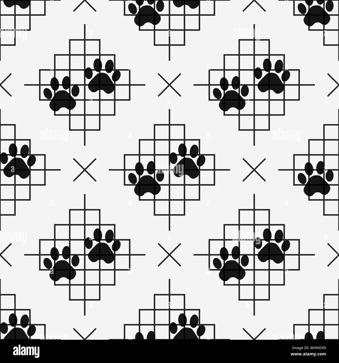 Dog paw prints seamless pattern with lines eps 10 Stock Vector Image ...