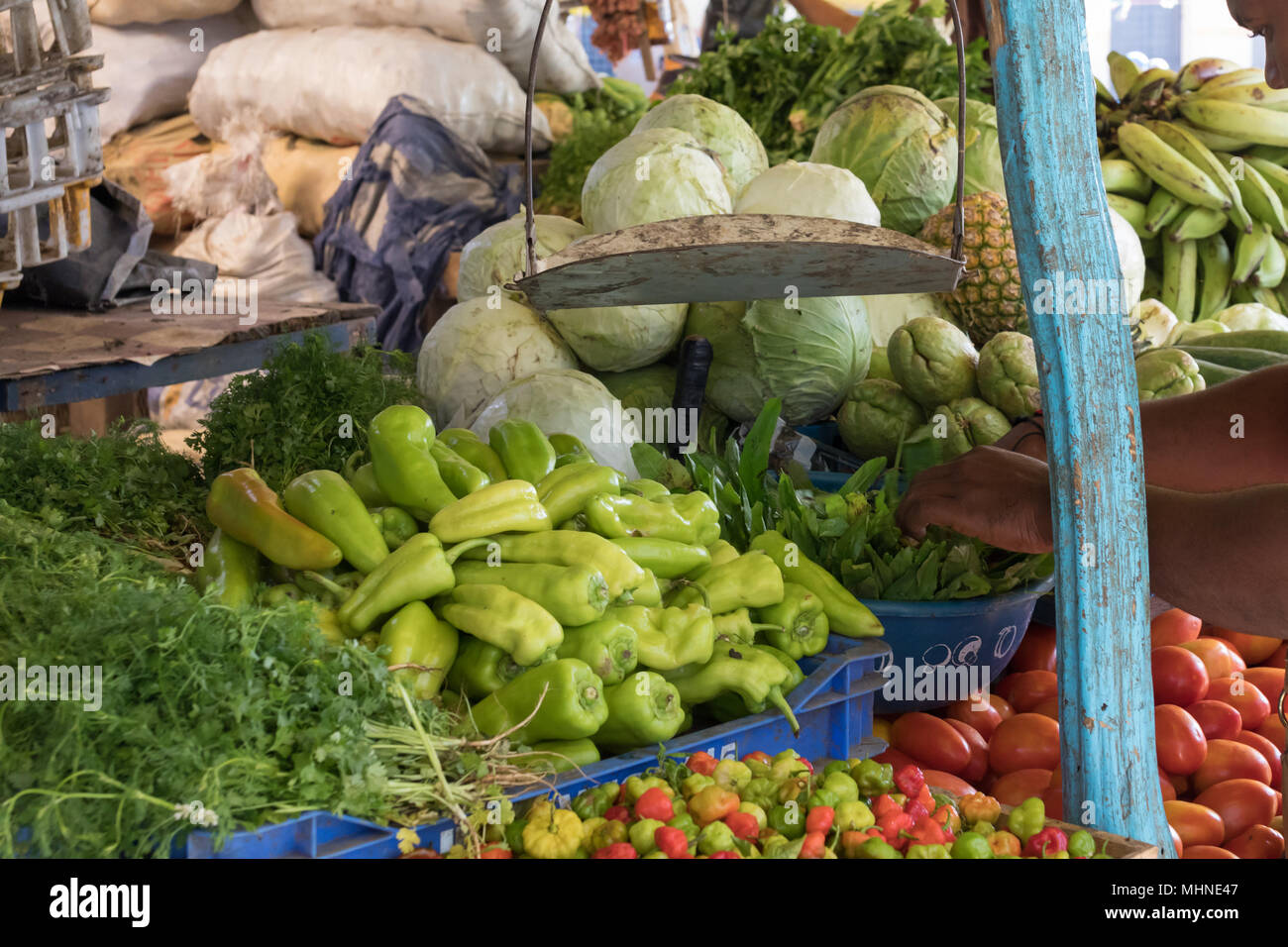 Market in Dominican Republic with vegetables for sale Stock Photo Alamy