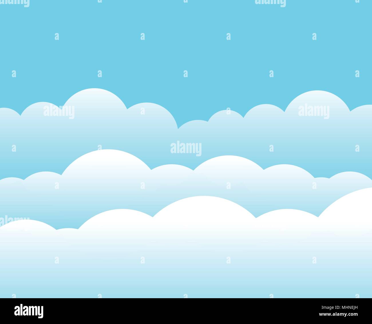 Flat design vector illustration of white clouds on blue sky - with space for your text Stock Vector