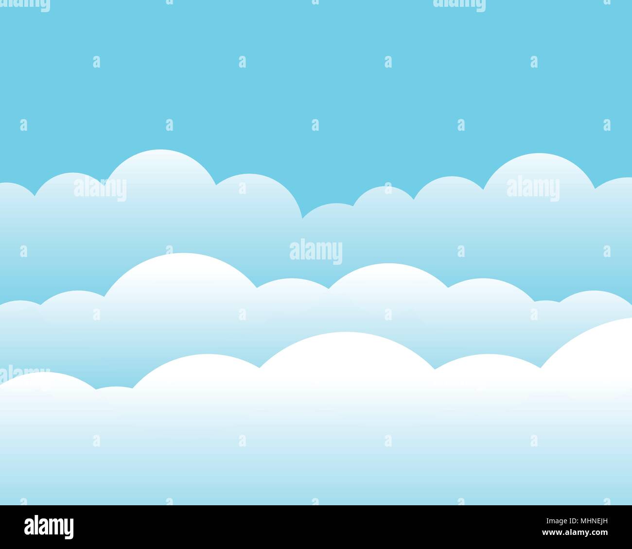 Flat design vector illustration of white clouds on blue sky - with ...