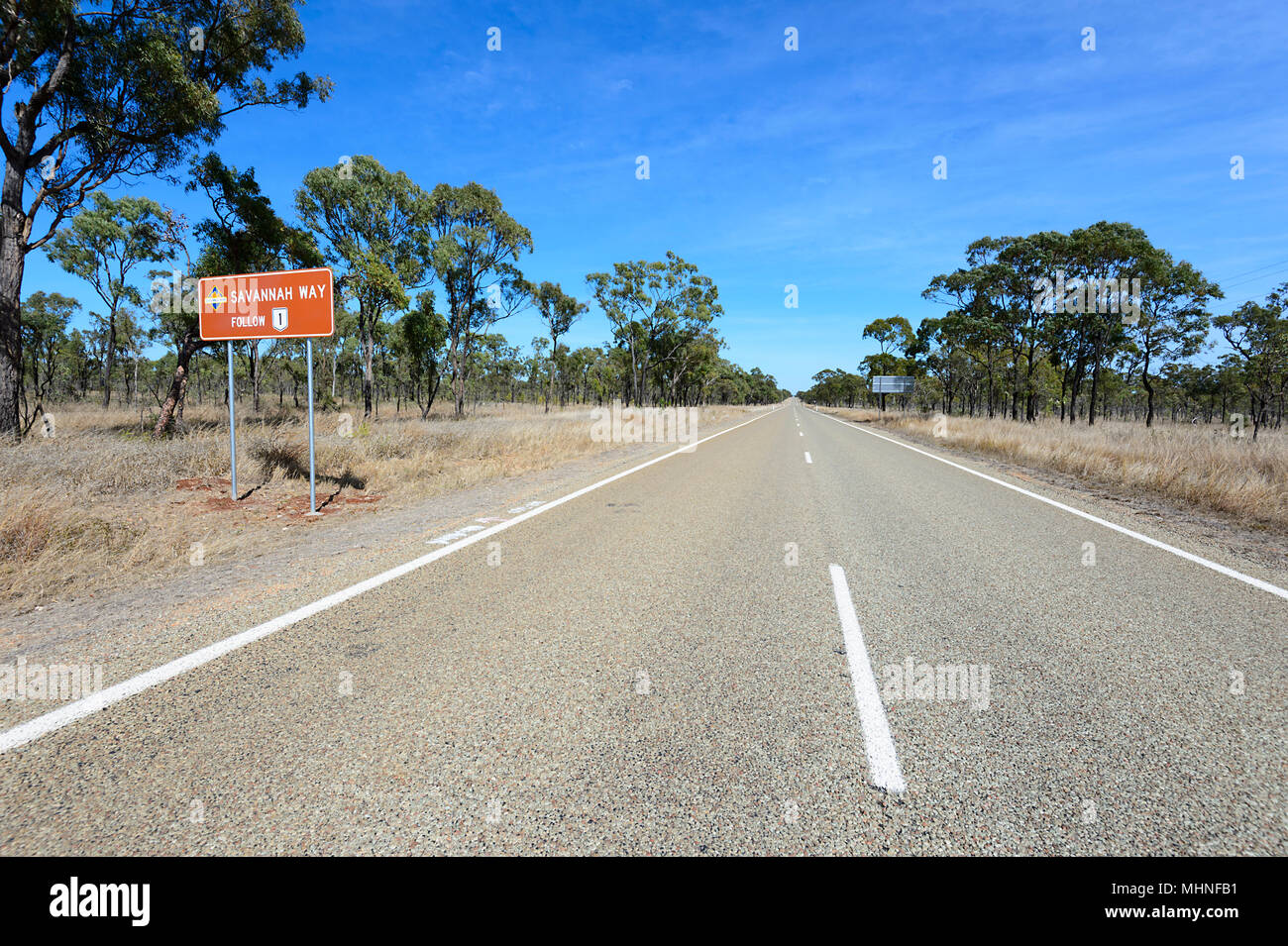 Savannah Way is a sealed road through remote and isolated Queensland, QLD, Australia Stock Photo