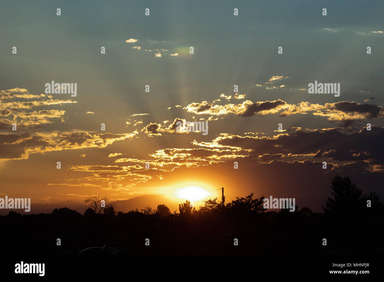 Late summer sun set August 2017 Colorado Rocky Mountains USA Stock Photo