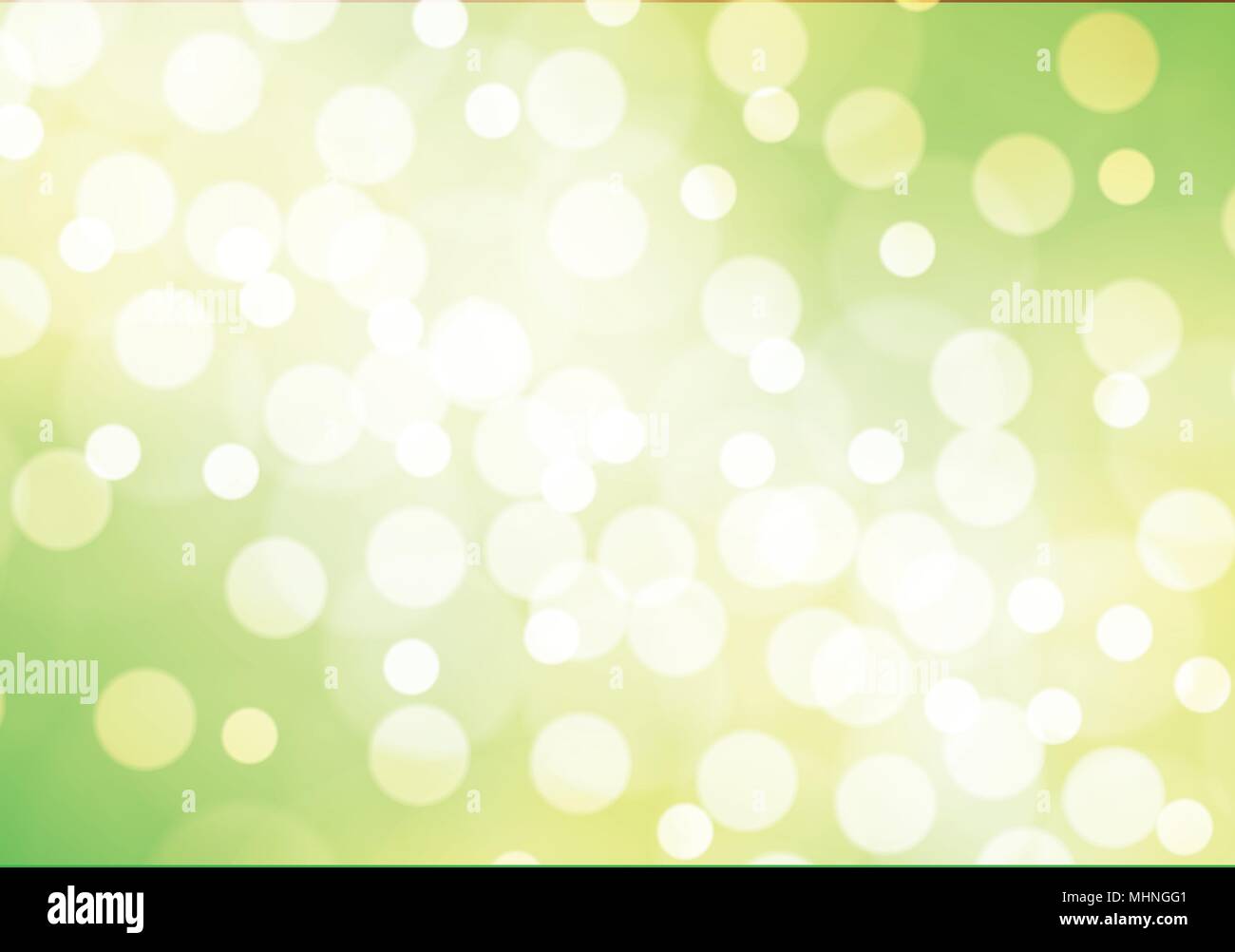 Abstract yellow bokeh light on green background vector illustration. Stock Vector