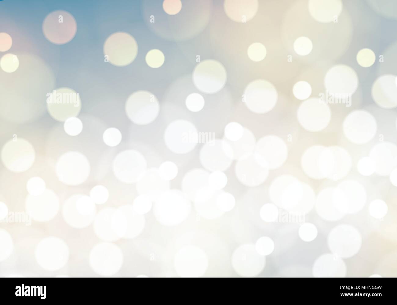 Abstract white bokeh on blue yellow background vector illustration. Stock Vector