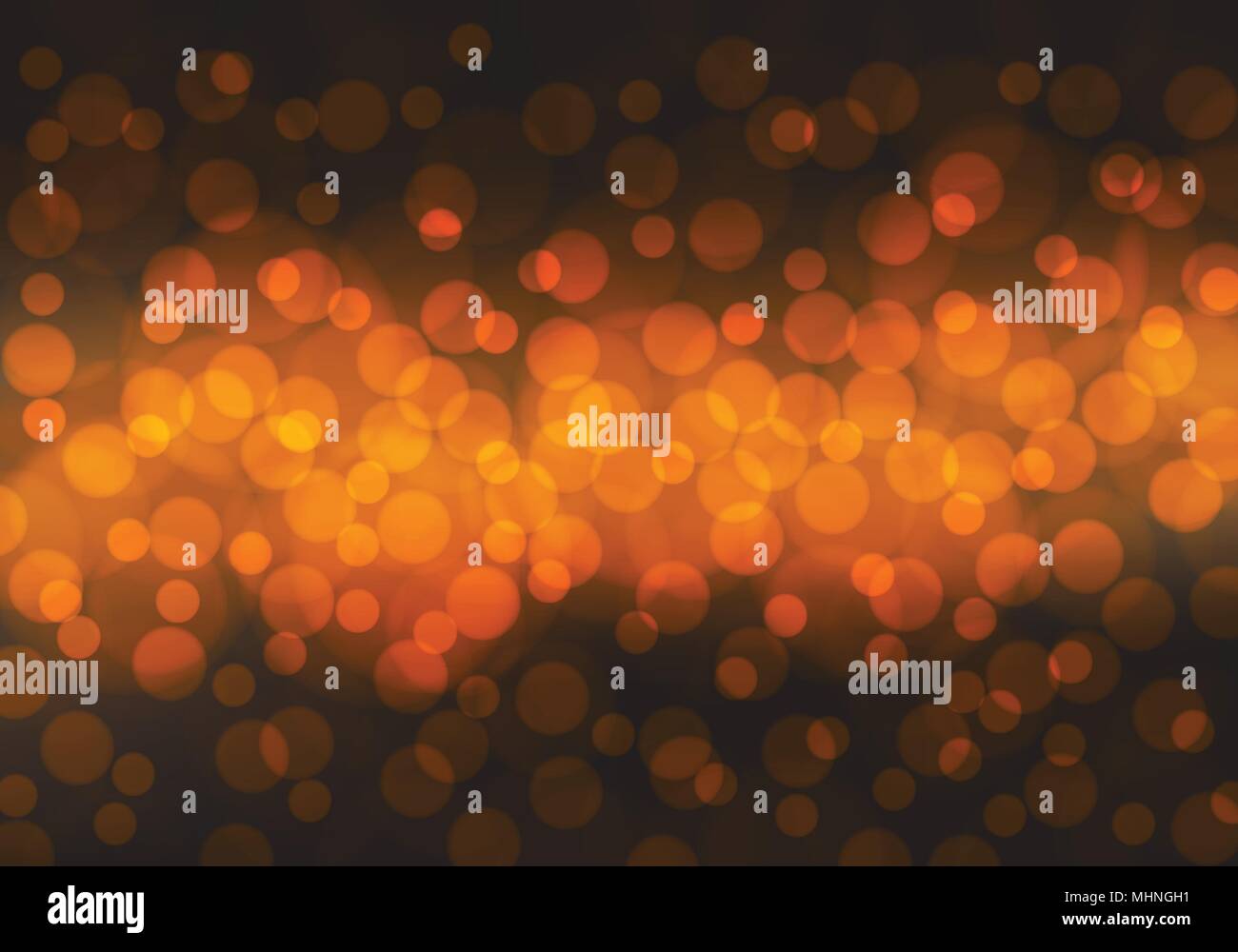 Abstract orange bokeh light night background vector illustration. Stock Vector