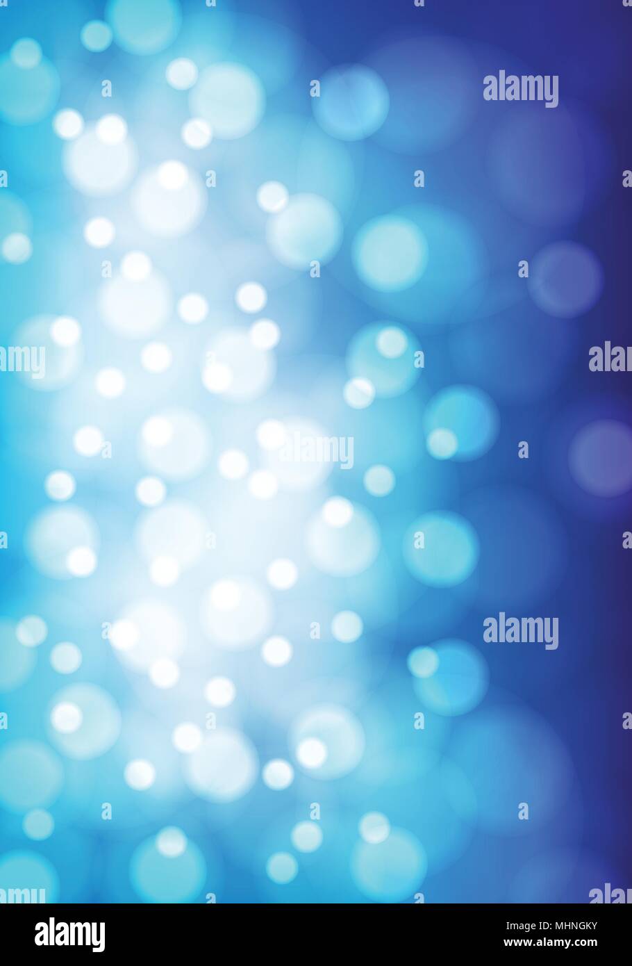 Abstract soft white bokeh light on blue luxury background vector ...