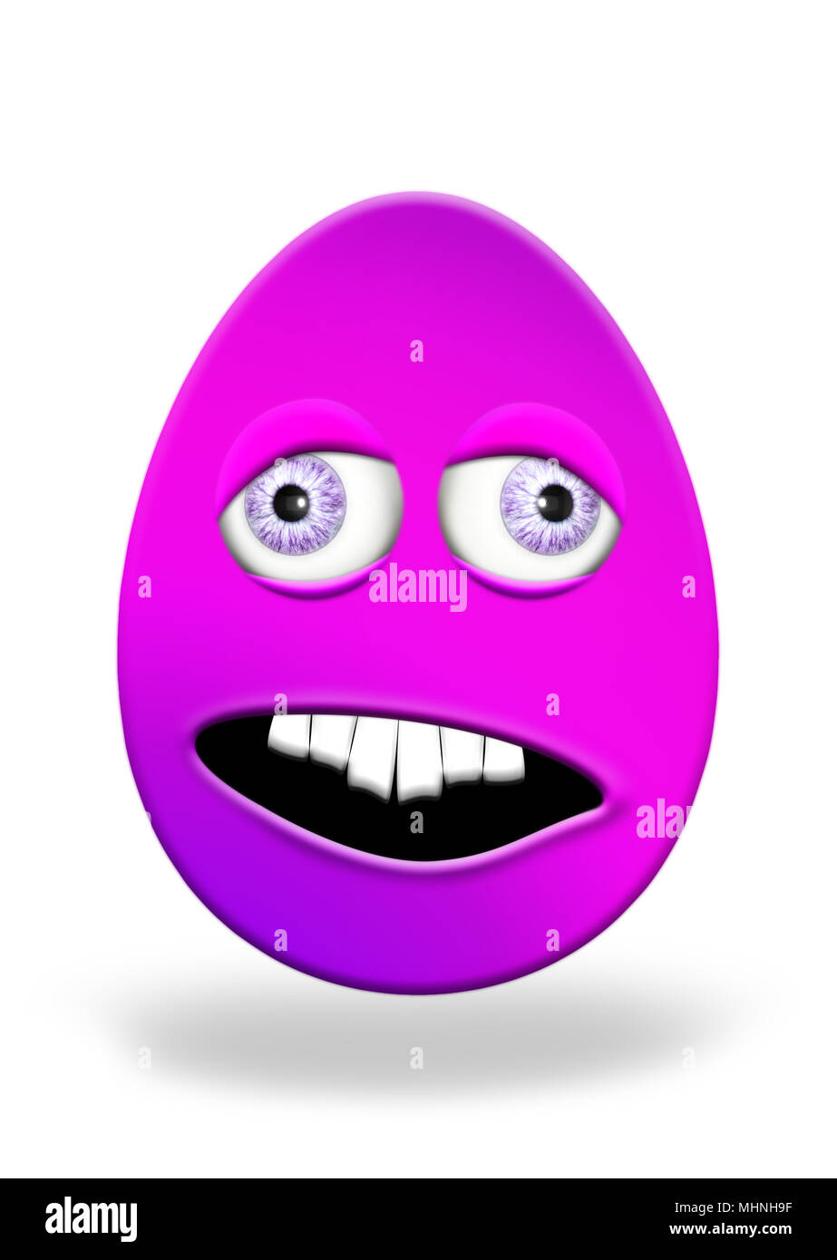 Easter Egg With Eyes and Mouth Looking Stupid and Scared 3D Illustration Stock Photo