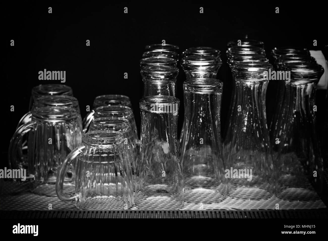 Empty clean beer glasses in the pub Stock Photo Alamy