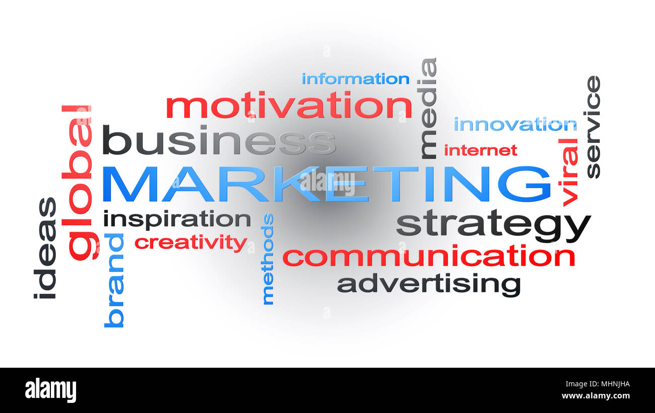 Marketing Business Strategy Word Cloud Text Concept 3D Rendering Stock ...