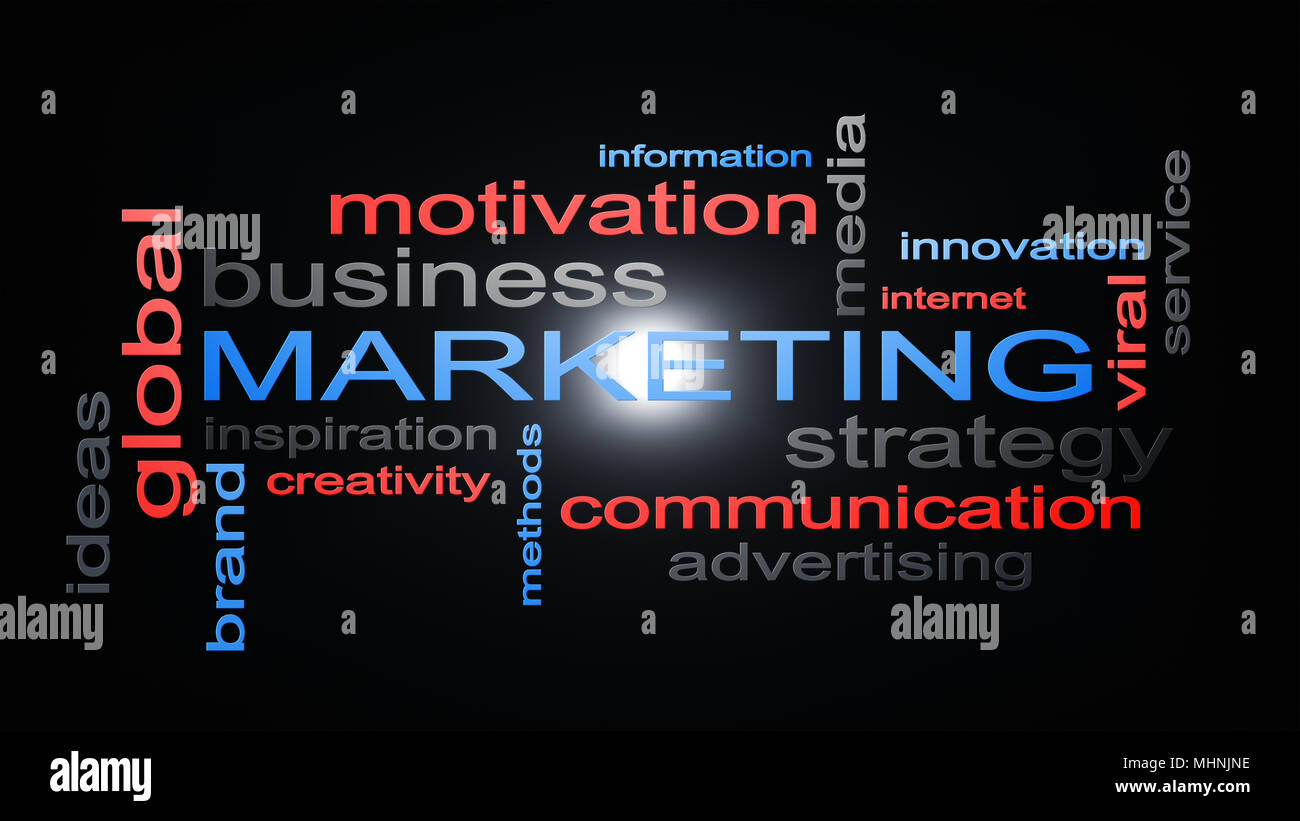 Marketing Business Strategy Word Cloud Text Concept 3D Rendering Stock ...