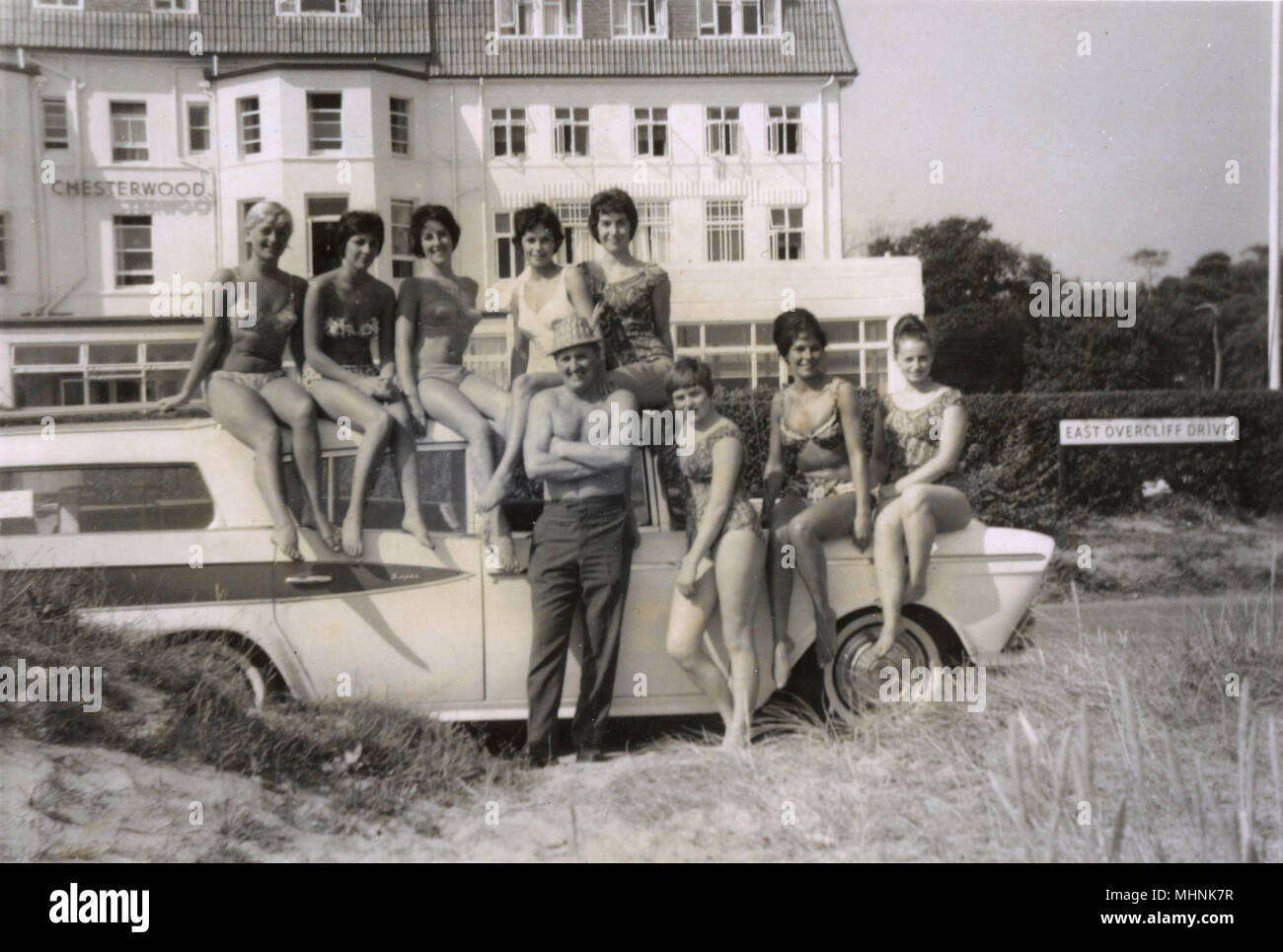 Sychronised Swimming Team - on Syd Brooke's Car Stock Photo