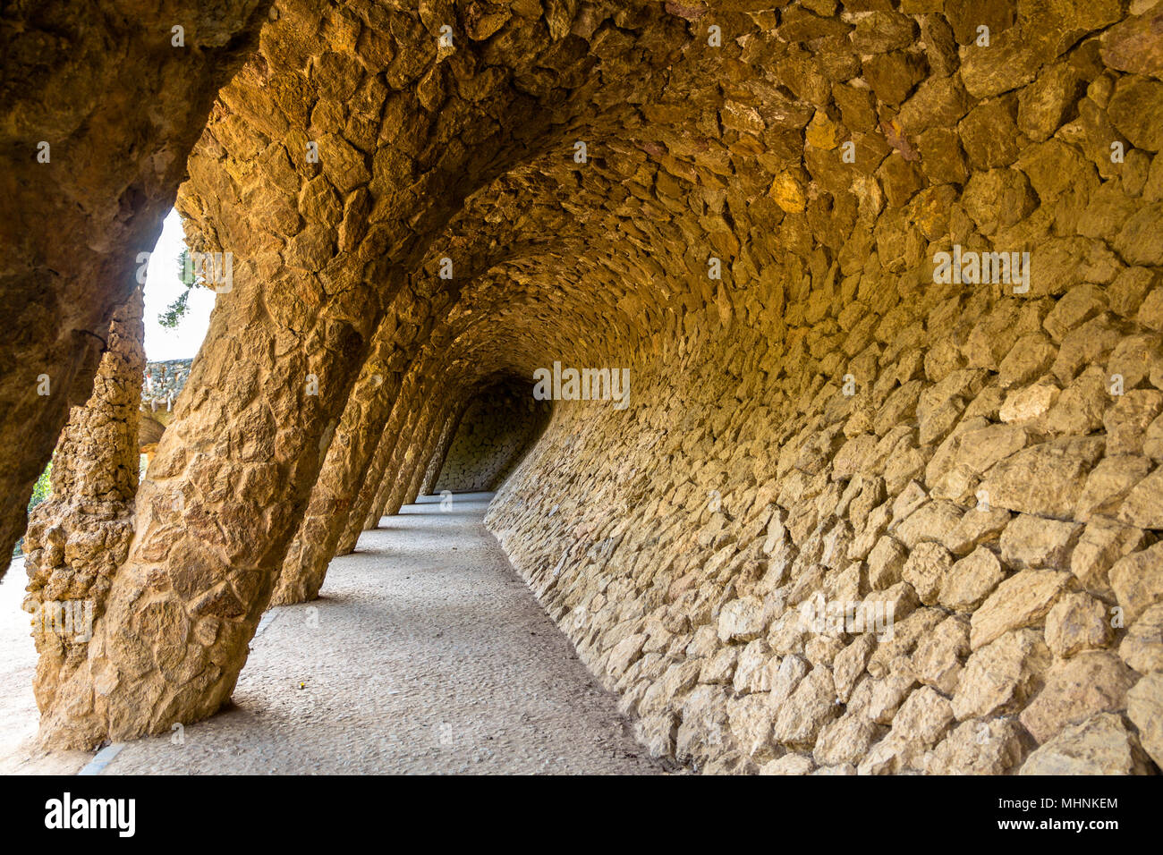 A gallery in the Park Guell - Barcelona, Spain Stock Photo