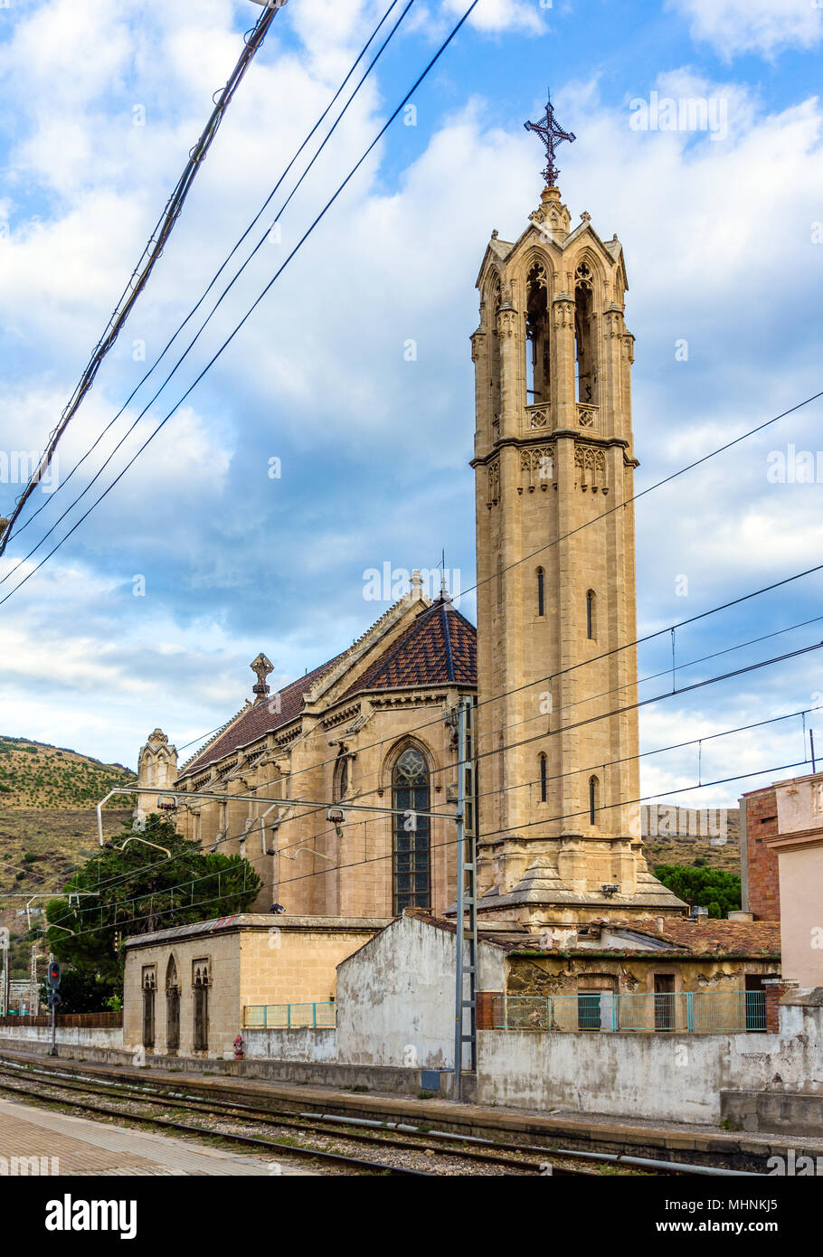 Iglesia de Santa Maria in Portbou, Spain Stock Photo
