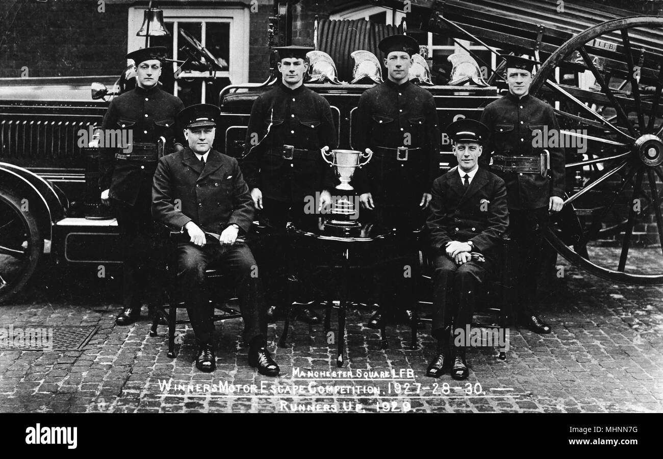 Group photo, London Fire Brigade, Manchester Square Stock Photo