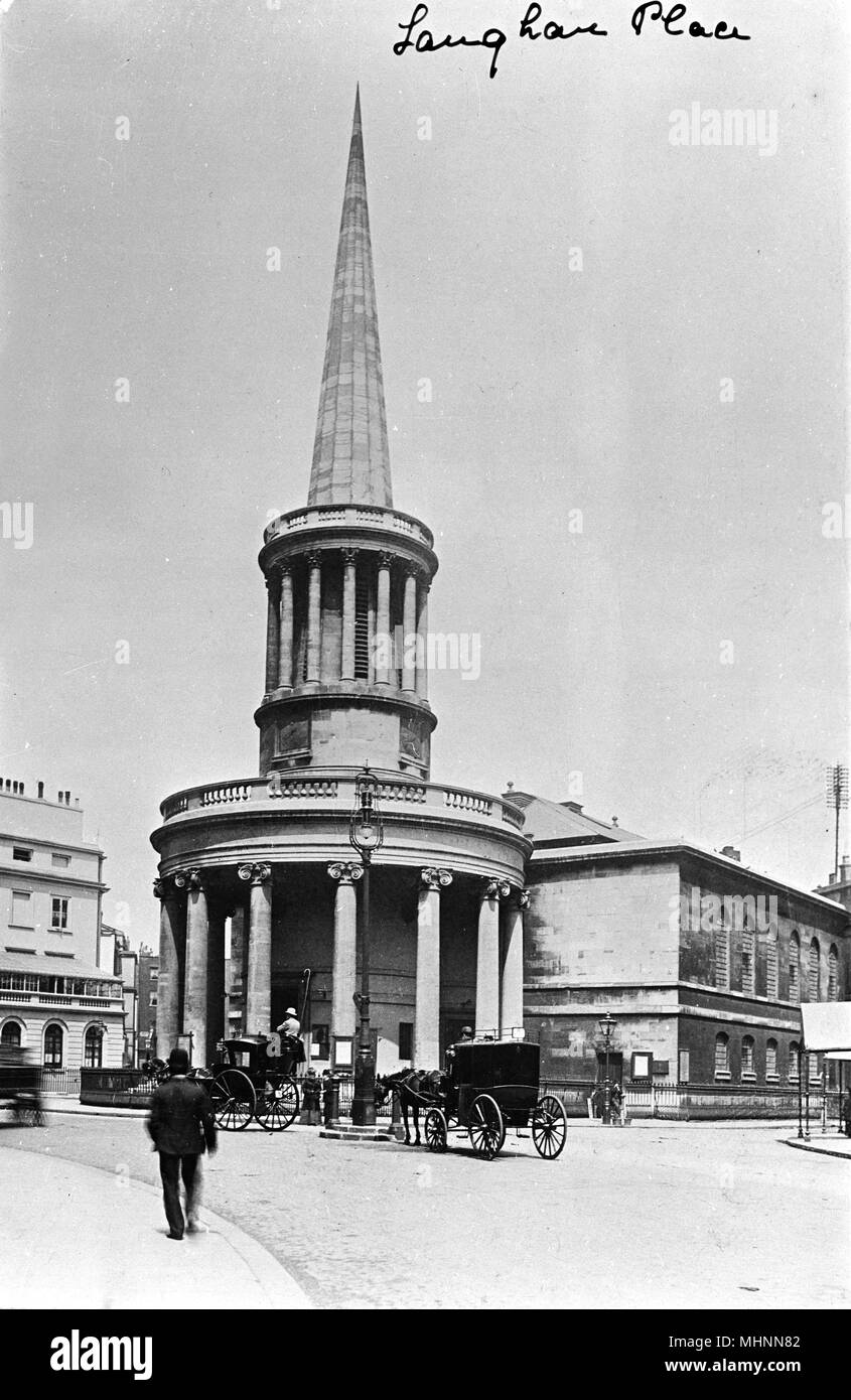 All Souls Church, Langham Place, London. Date: circa 1905 Stock Photo ...