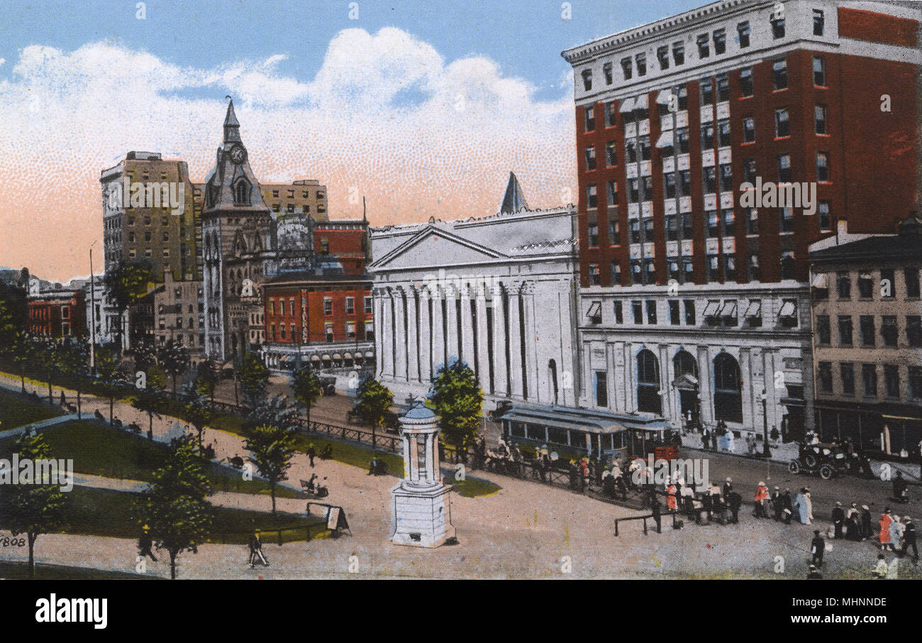 New Haven, Connecticut, USA Church Street looking north from Chapel Street. Date circa 1930s