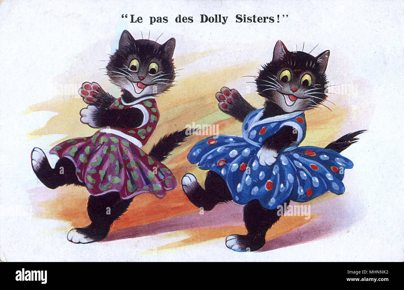 Two anthropomorphic cat entertainers as The Dolly Sisters Stock Photo