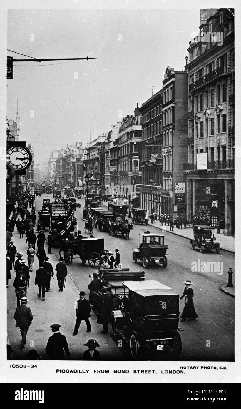 Piccadilly viewed from Bond Street, London Stock Photo