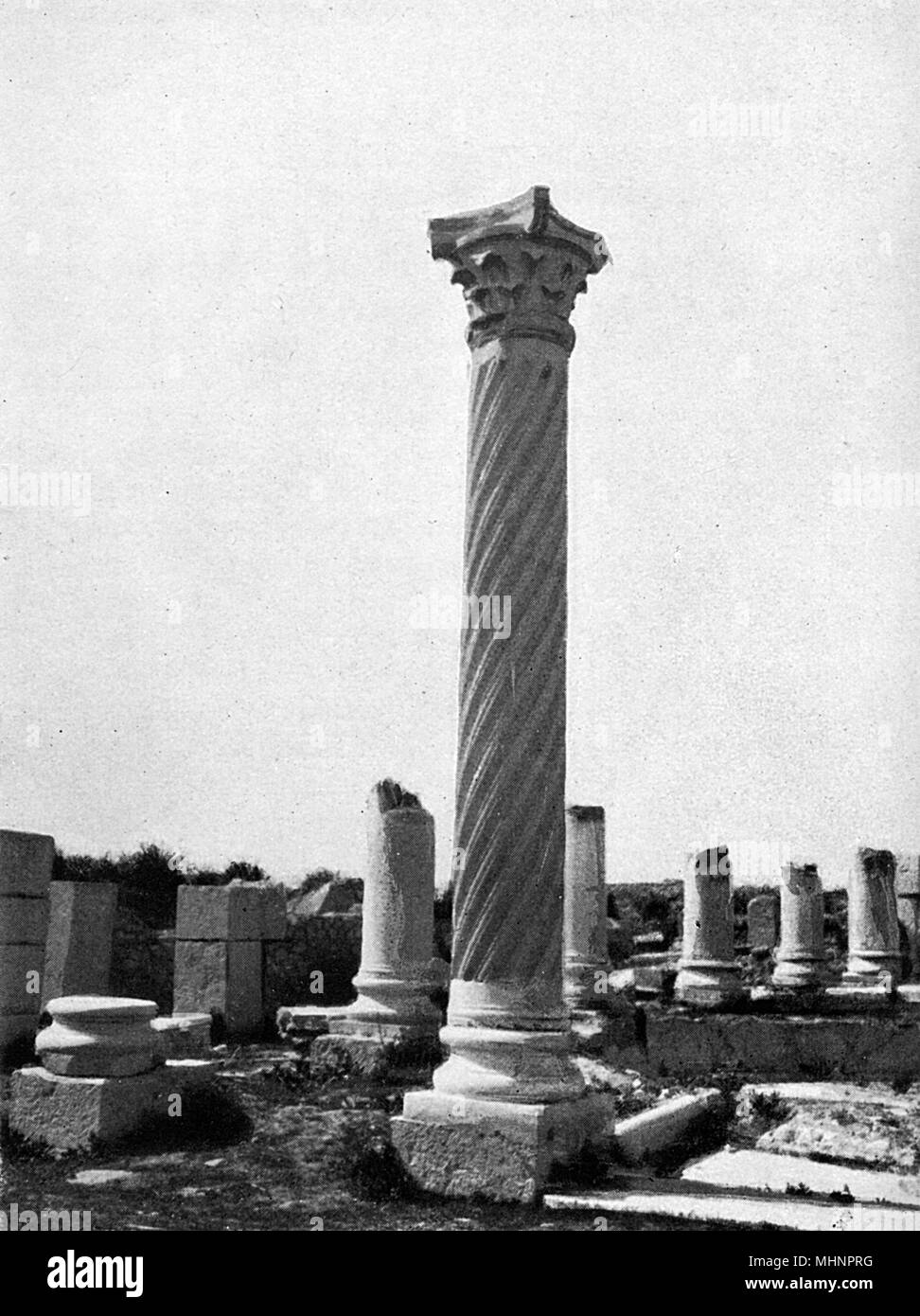 Roman Ruins at Volubilis, Morocco - A Corinthian Column Stock Photo