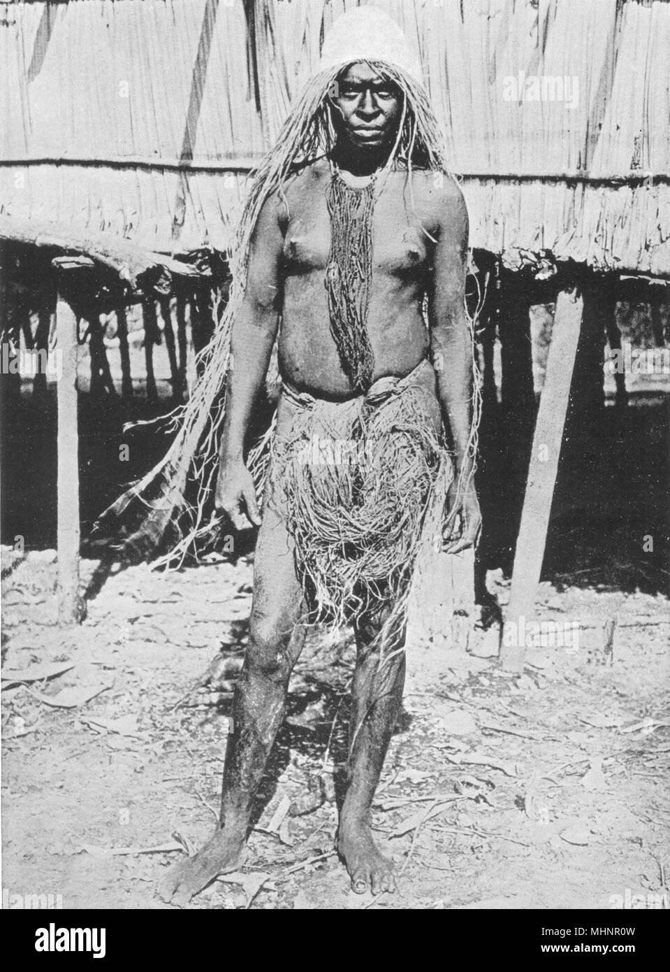 MELANESIA. Melanesia. Widow in Half-Mourning costume;  1900 old antique print Stock Photo
