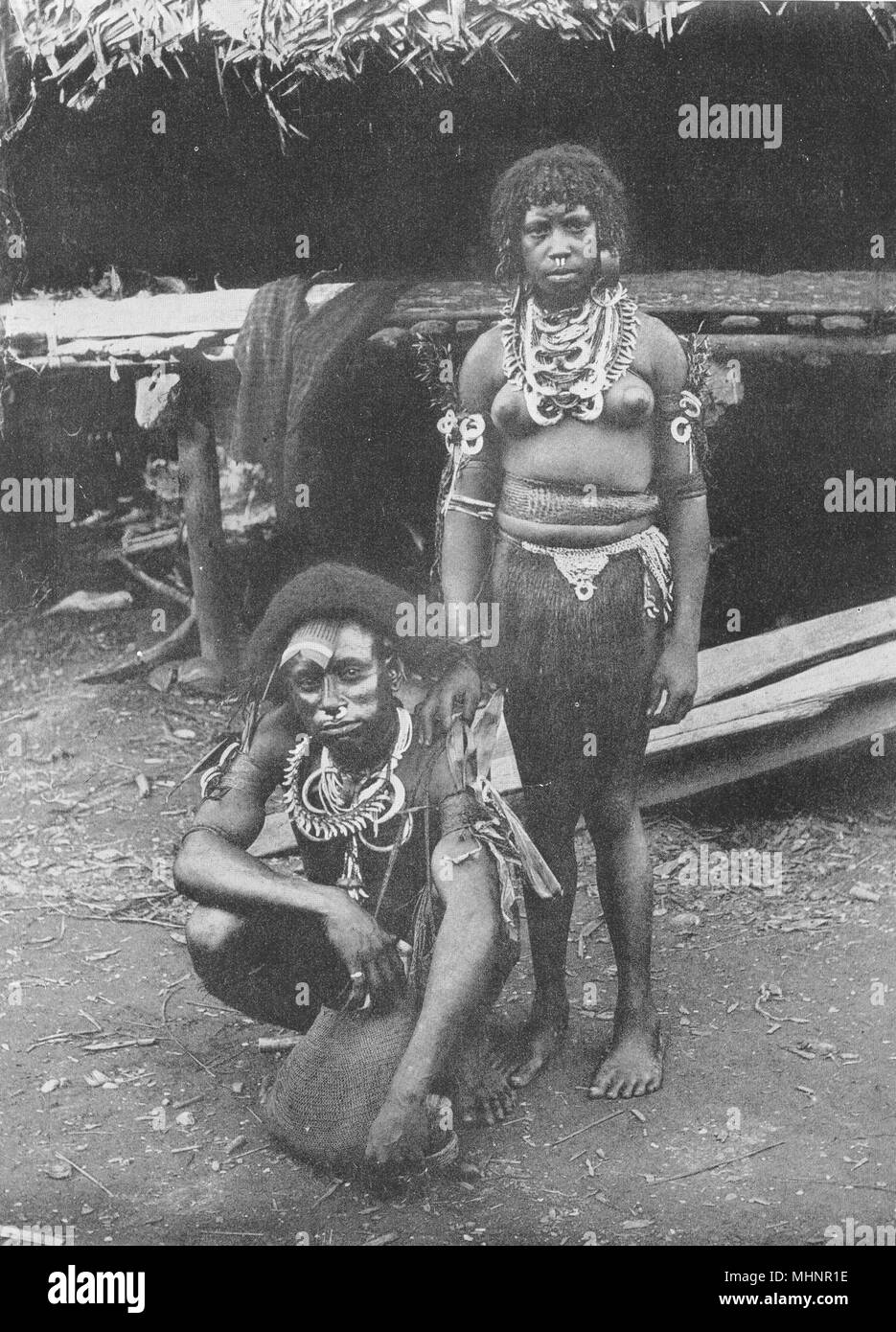 MELANESIA. Melanesia. A Young married couple from Siar;  1900 old print Stock Photo