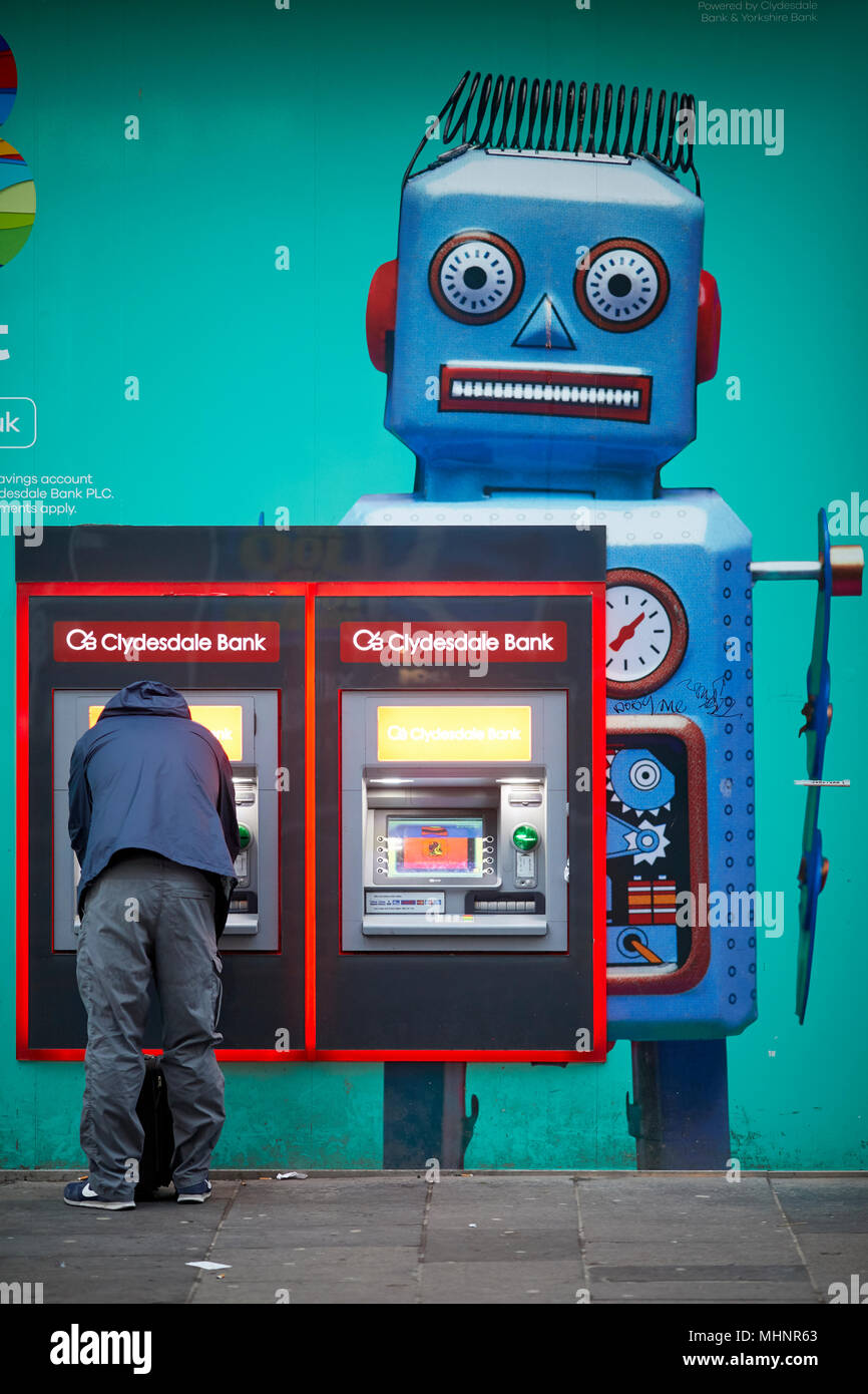 Glasgow in Scotland, Glasgow Clydesdale bank cash machine ATMs Stock Photo
