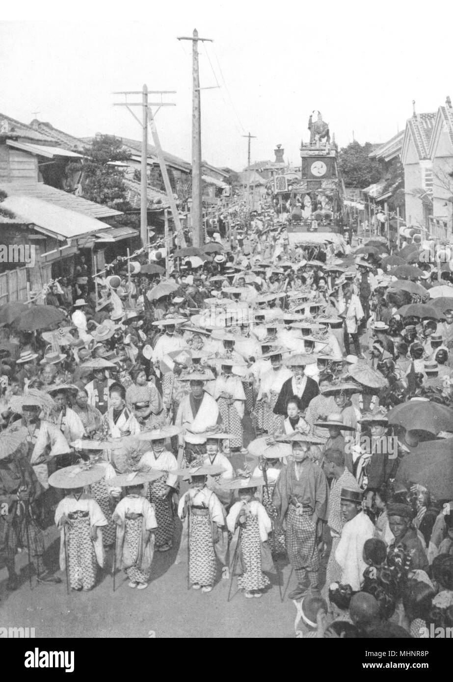 JAPAN. Japan. A Temple festival;  1900 old antique vintage print picture Stock Photo