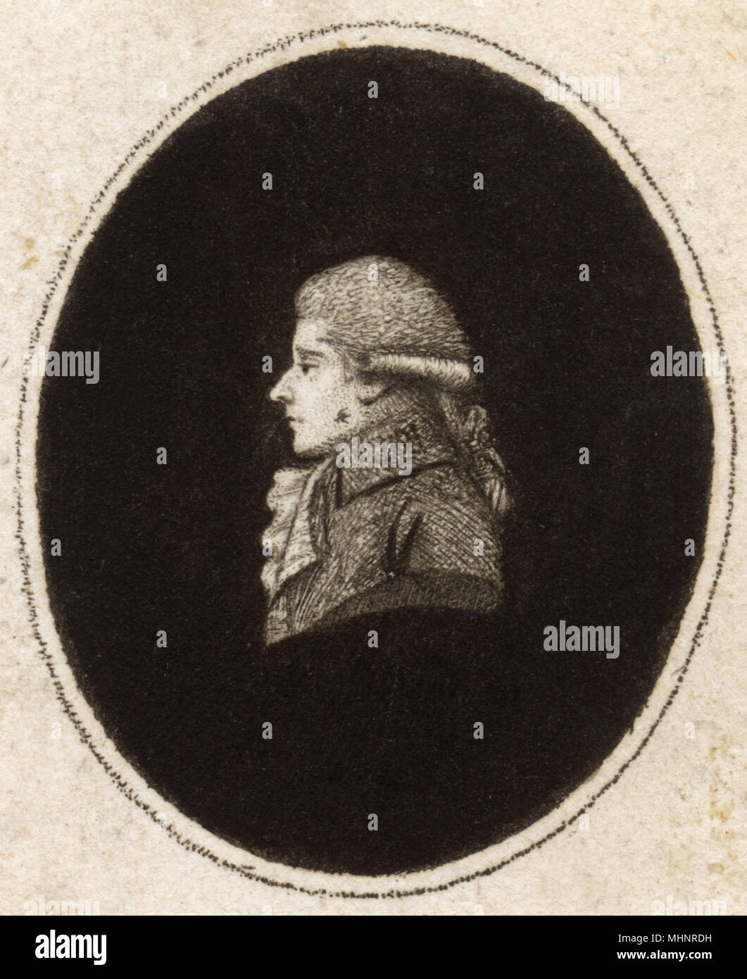 Kay done by himself. Self-portrait by John Kay of Edinburgh (miniature etching)     Date: 1787 Stock Photo
