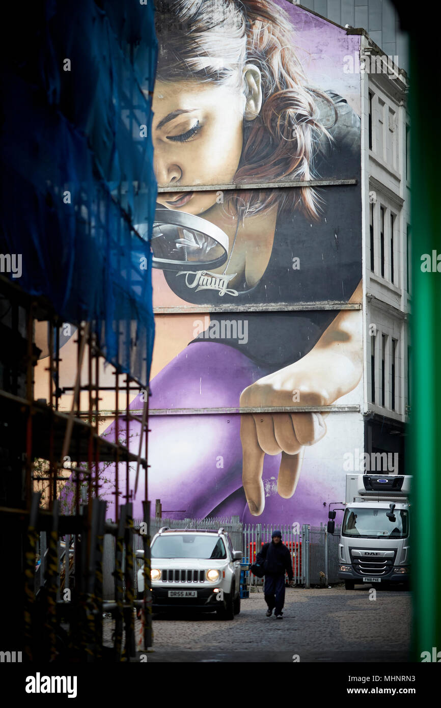 Glasgow in Scotland,  Street art on Mitchell Street Stock Photo