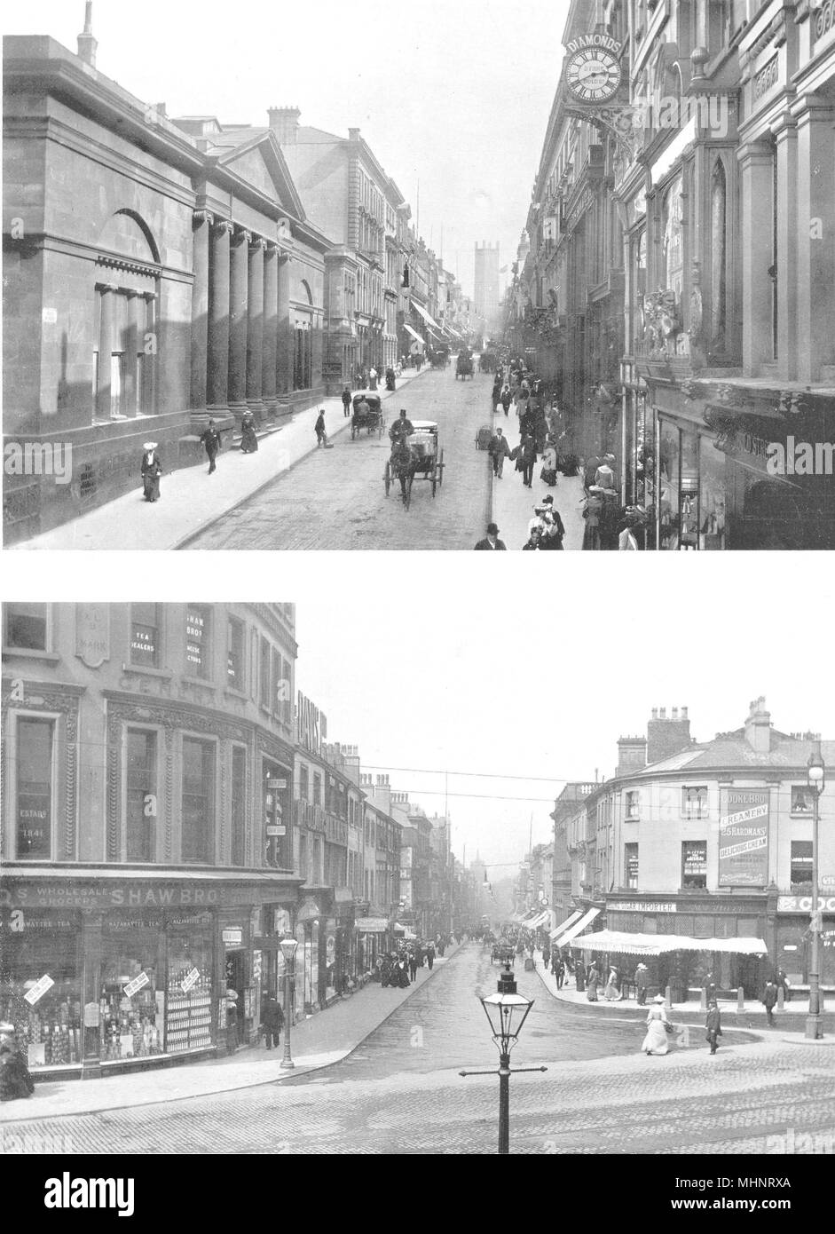 LIVERPOOL. Bold Street; Bold Street, from St. Luke's 1900 antique print Stock Photo