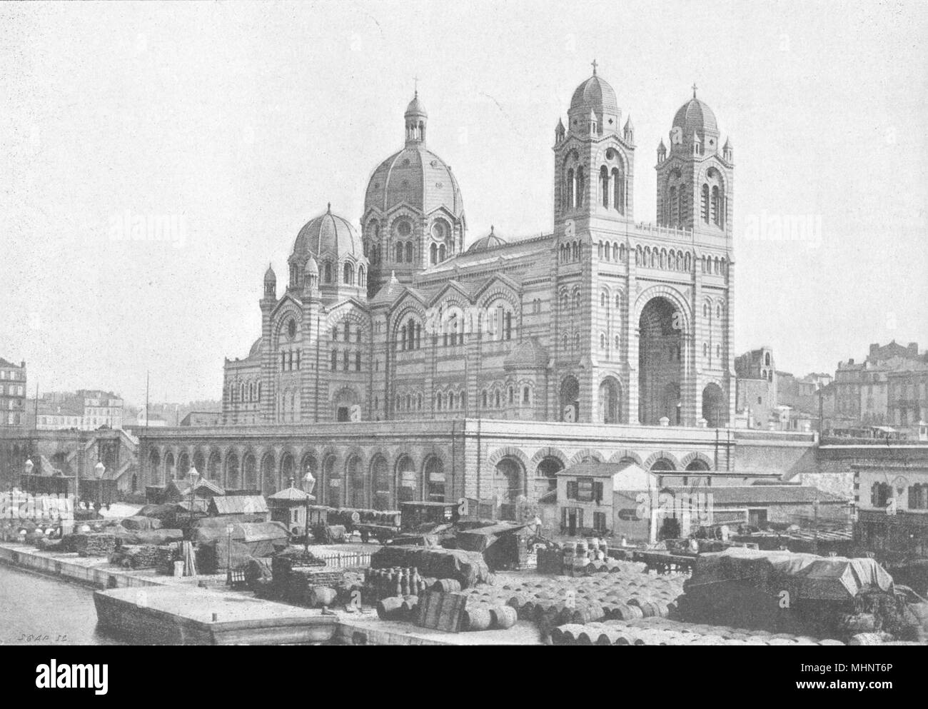 BOUCHES- DU- RHÔNE. Marseille. Cathédrale 1895 old antique print picture Stock Photo