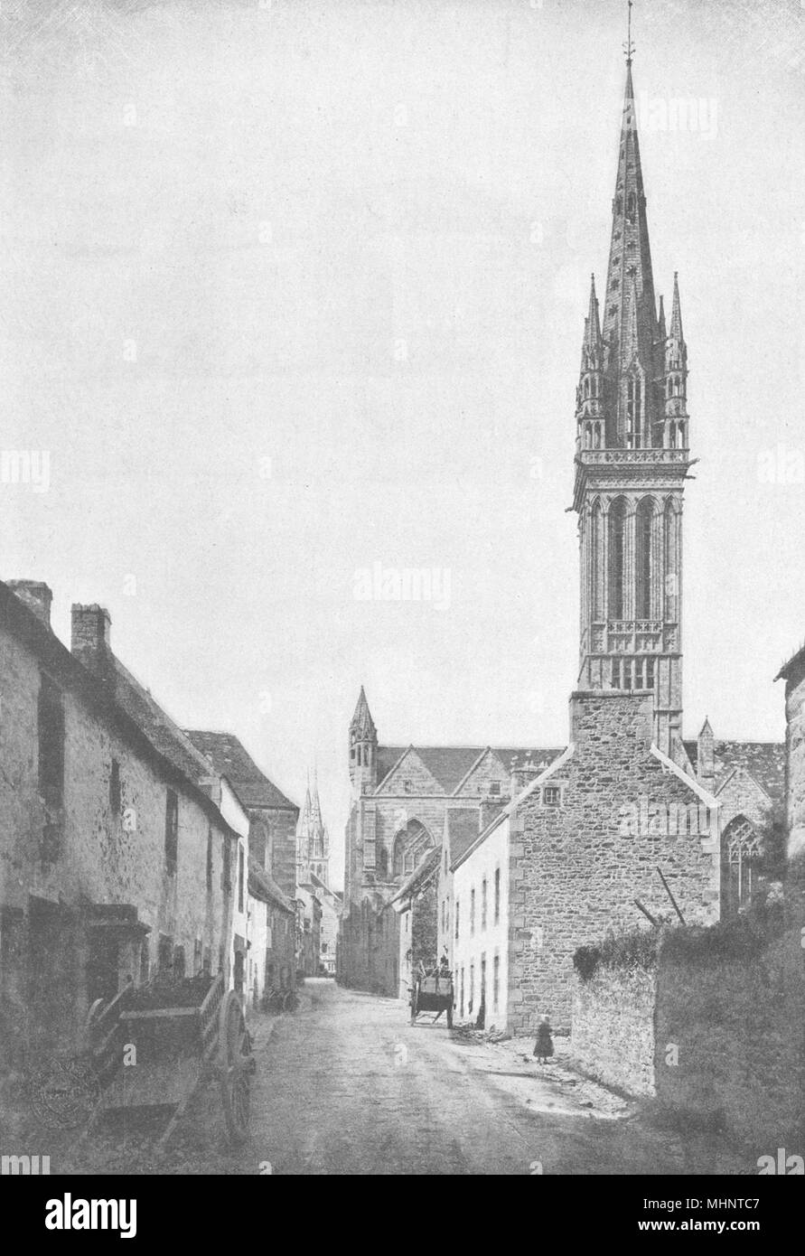 FINISTÈRE. St- Pol- de- Léon. Église du Kreisker 1895 old antique print Stock Photo