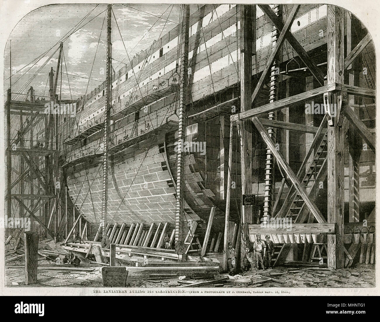 Construction of The Leviathan later Great Eastern 1855 Stock Photo