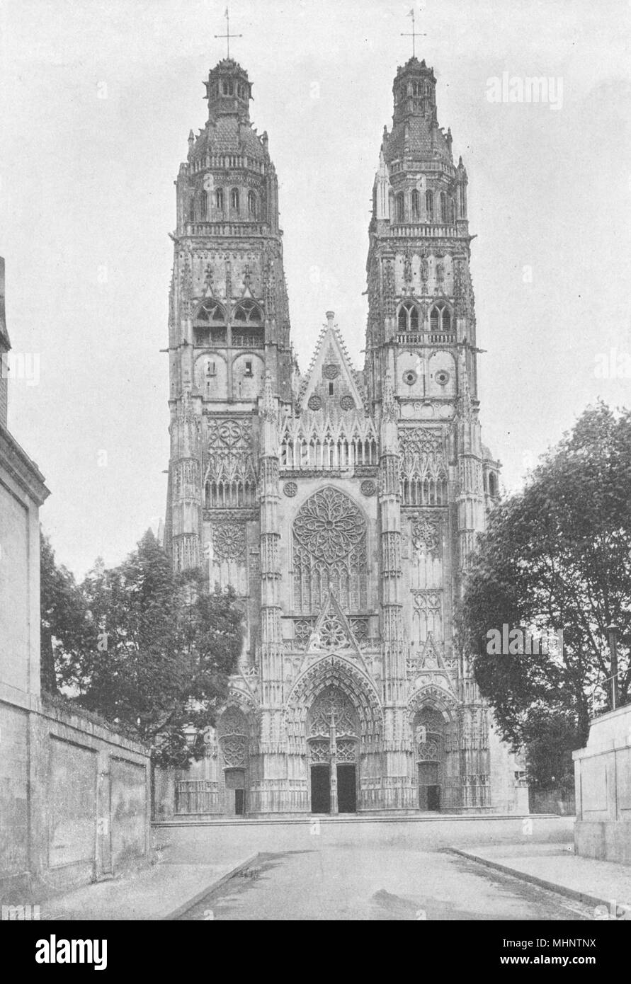 FRANCE. Tours. Cathédrale. Ensemble 1895 old antique vintage print picture Stock Photo